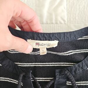 Madewell Navy and White Striped Blouse